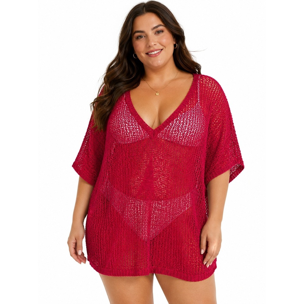 Torrid Crochet Knit Fuchia Womens sz 4 Sheer Cotton Blend Top Celestial NWT Star